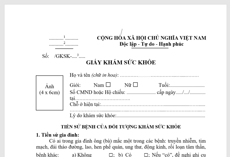 Khám sức khỏe hồ sơ xin việc